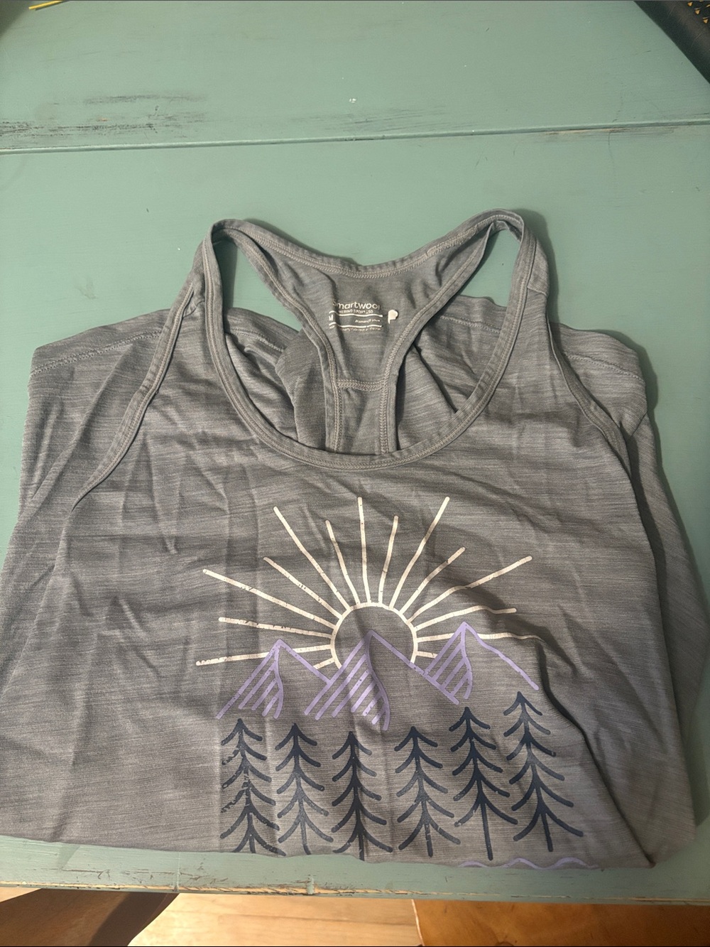 Smartwool Women's Gray Racerback Tank with Mountain Print